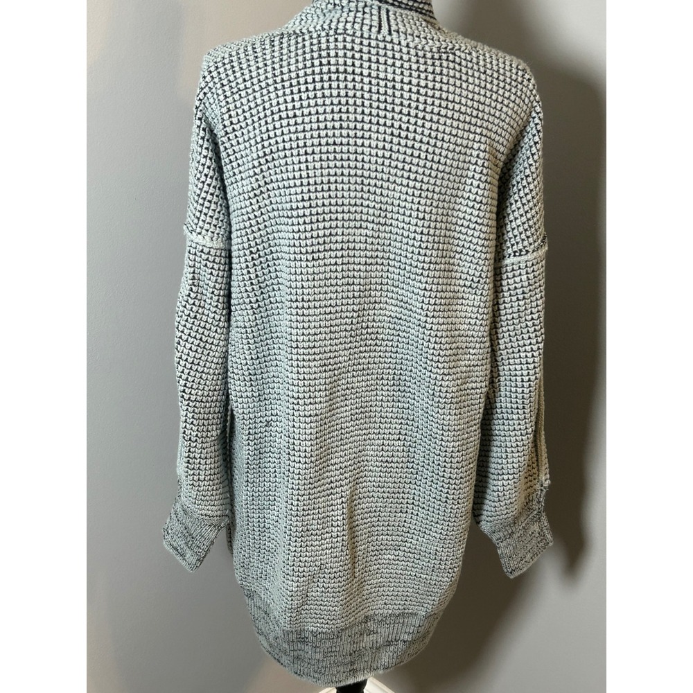 Womens Light Blue/Navy Waffle Knit Longline Cardigan Sweater Size Large - Picture 3 of 5